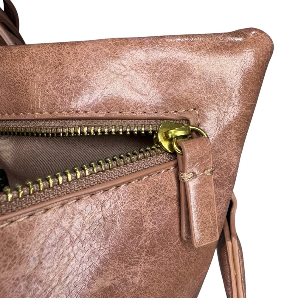 NWOT Anthropologie Ada Vegan Leather Crossbody Belt Convertible Bag Brown/Blush - Picture 10 of 12